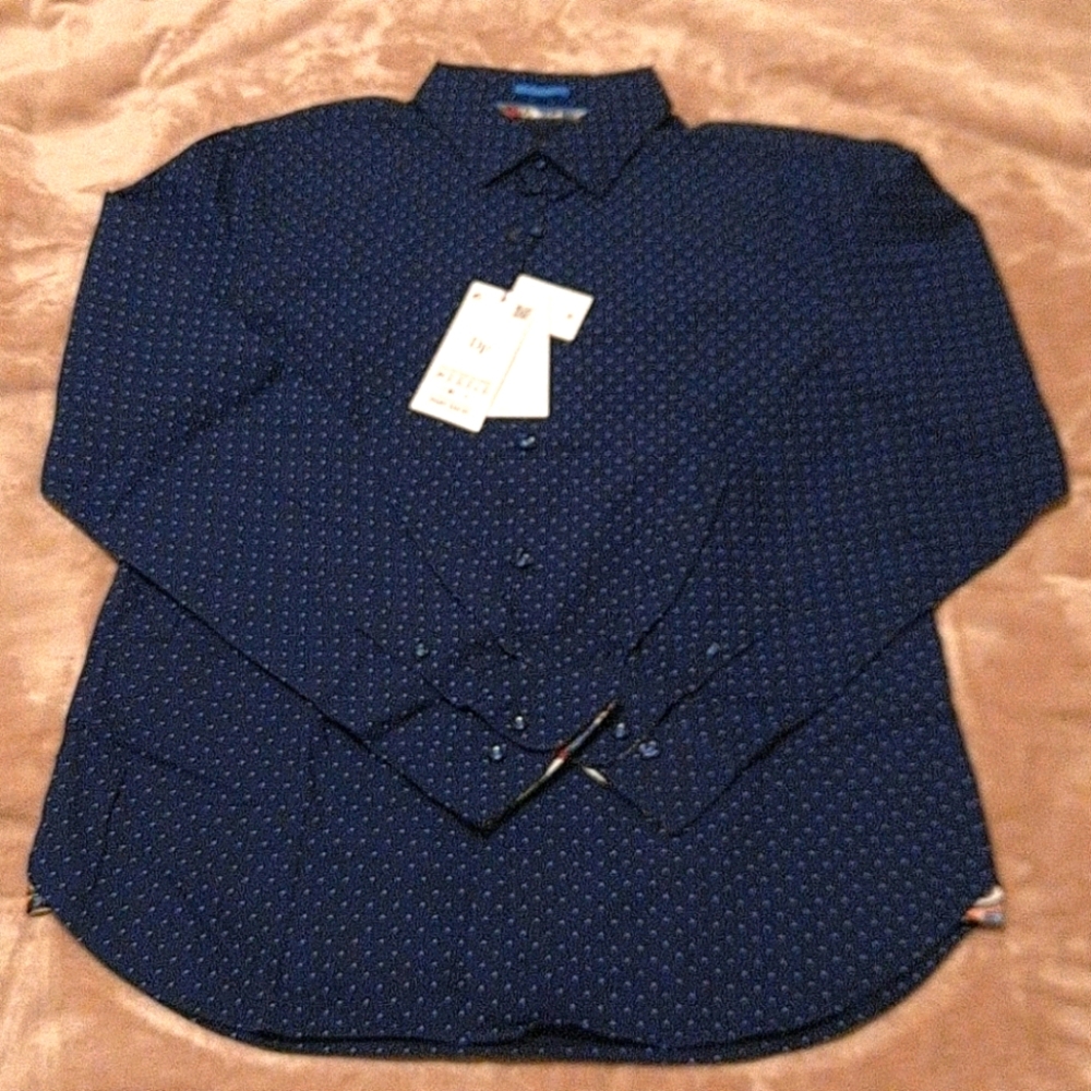 Denim & Flower Long Sleeve Dress Shirt!